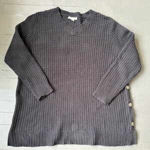 Woman Within Black V-Neck Knit Sweater Size Large